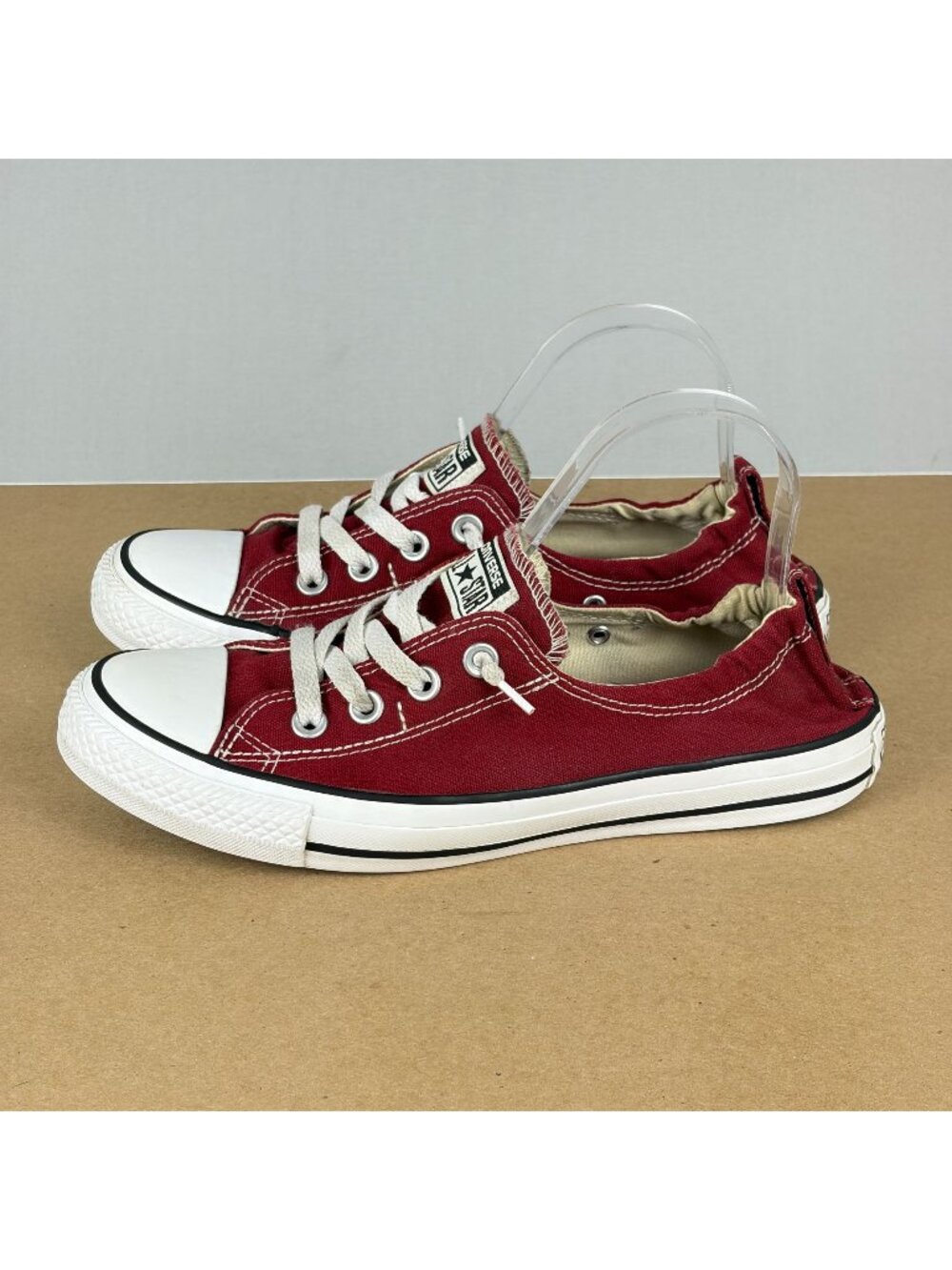 Converse Shoreline Elastic Heel Sneakers Womens 9 Dark Red Slip On Casual